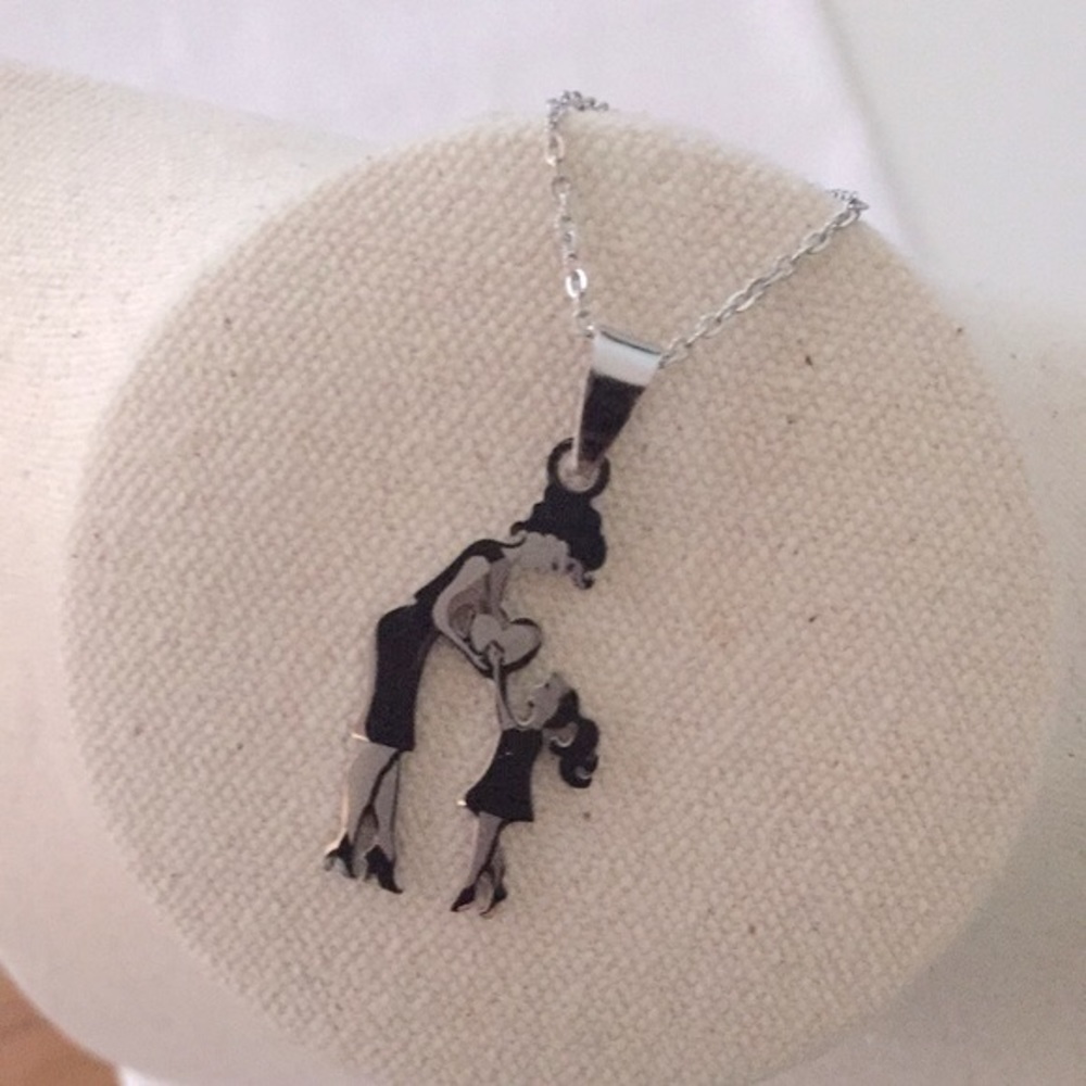 🍏50% OFF/3+...Mother and Daughter Stainless Steel Necklace (Silver tone)